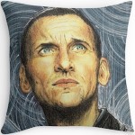 Doctor Who portrait of the 9th Doctor Throw Pillow