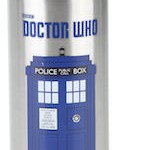 Vendor metal Doctor Who water bottle with the Tardis on it