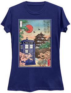 Japanese Garden With The Tardis T-Shirt